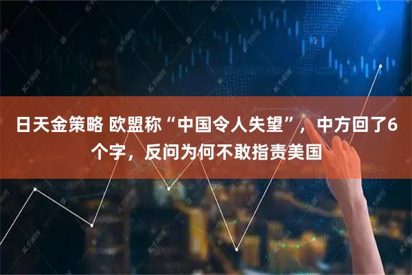 日天金策略 欧盟称“中国令人失望”，中方回了6个字，反问为何不敢指责美国